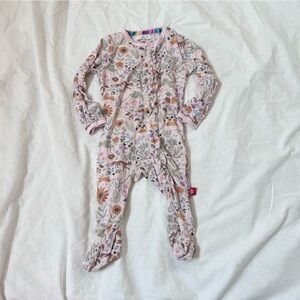 Magnetic me floral animals sleeper with ruffles 0-3 months